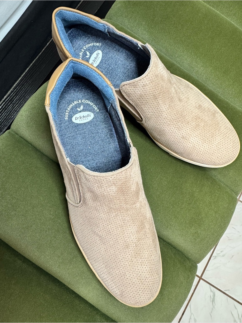 Dr. Scholl's Men's Beige Perforated Slip-On Loafers - Picture 2 of 12